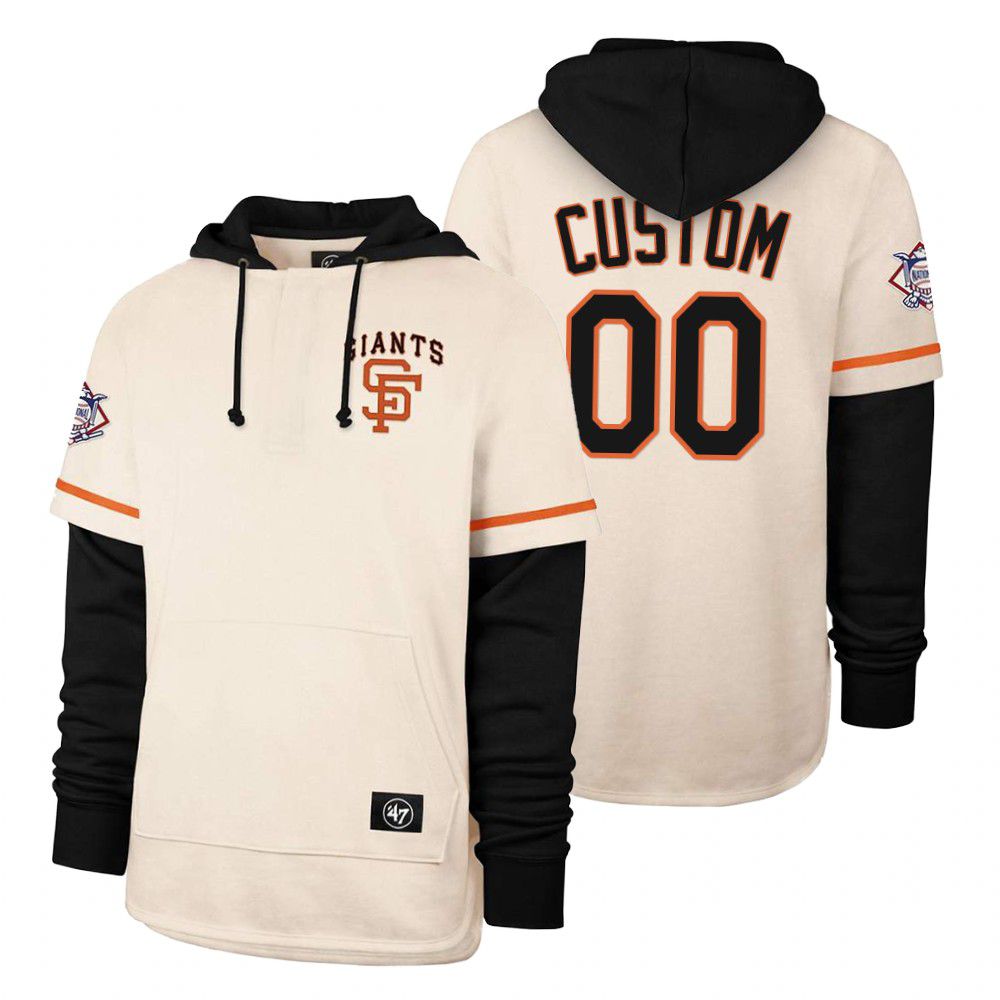 Men San Francisco Giants #00 Custom Cream 2021 Pullover Hoodie MLB Jersey->customized mlb jersey->Custom Jersey